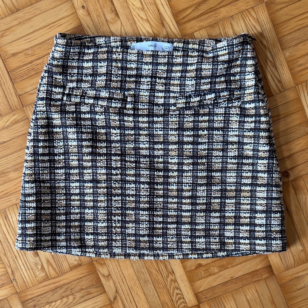 Mango Plaid Mini Skirt
